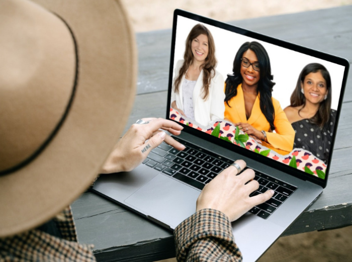 Woman looking at computer